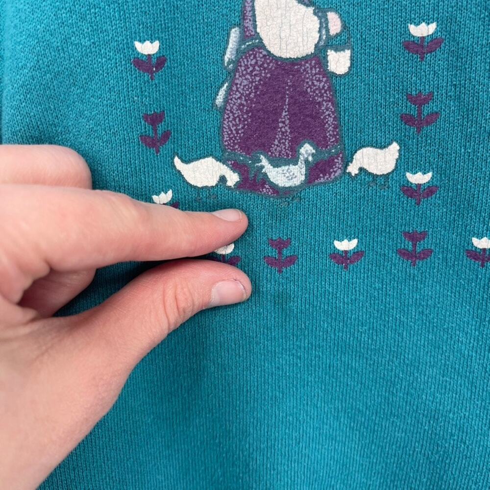 Vintage Nutmeg 90s Farm Girl Sweatshirt Womens Lg Double Collar Cottage Prairie - Picture 15 of 15